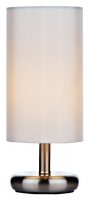Dar Tico Touch Table Lamp Satin Chrome with Ivory Shade